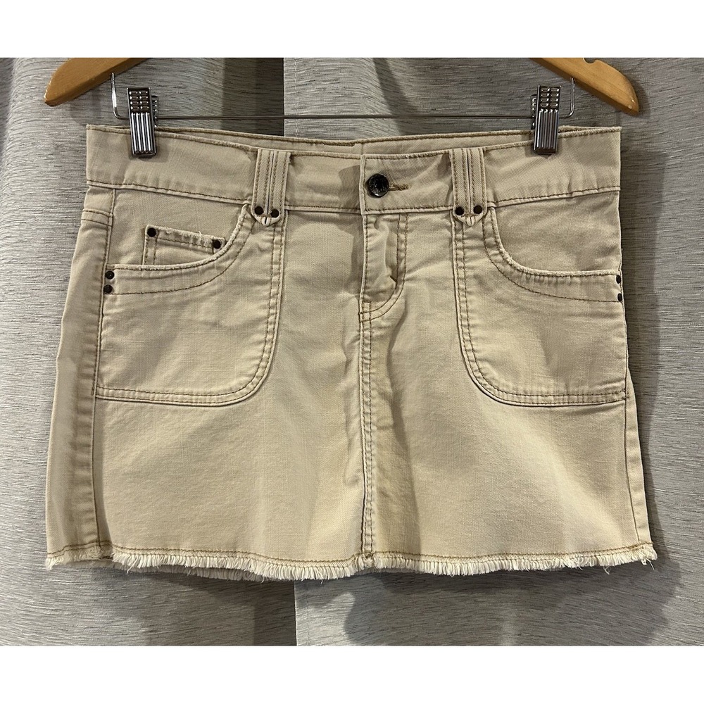 Jordache Vintage Khaki Lo-Rise Stretch Mini Skort Size 5/6 Y2K